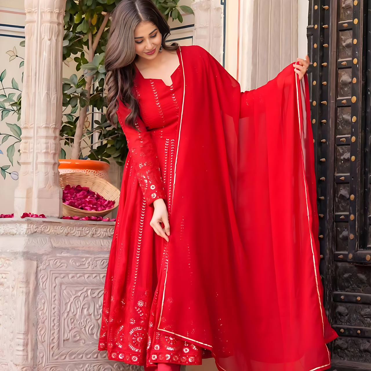 Parvati  Premium Mehrooni Red Suit Set