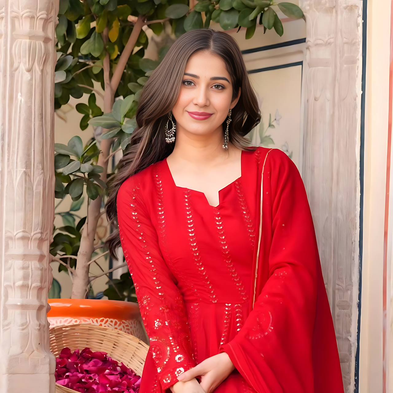 Parvati  Premium Mehrooni Red Suit Set