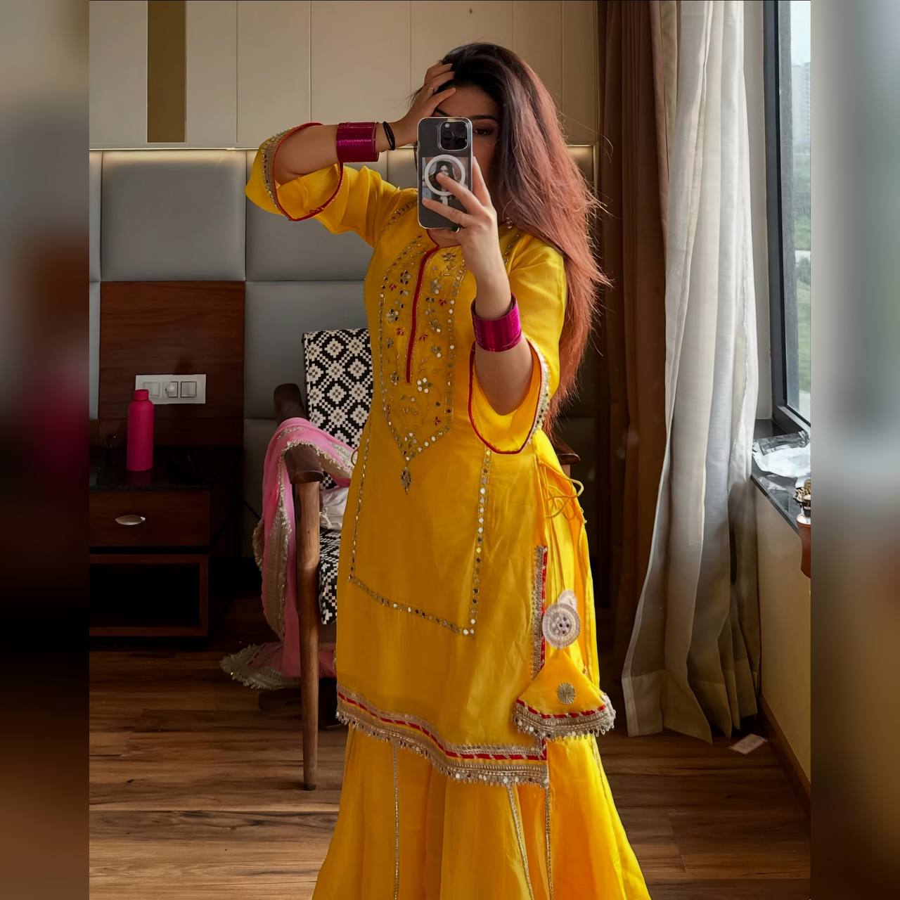 NAUMYA NEON YELLOW SHARARA SUIT SET
