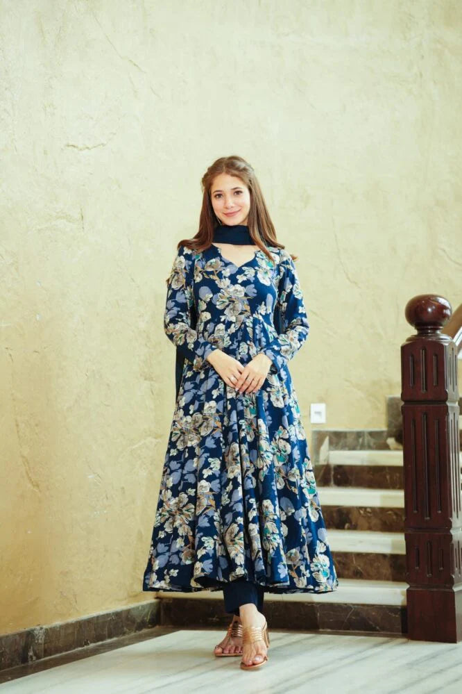 ORCHID BLUE FLORAL SUIT SET TD-1032