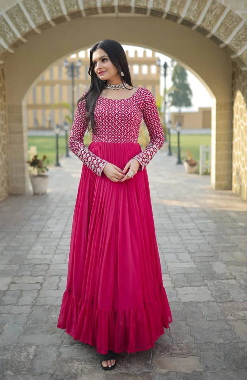 Saniya's Pink Coloured Party Wear Gown -9122