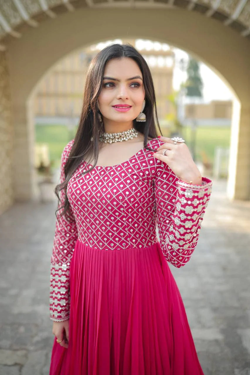Saniya's Pink Coloured Party Wear Gown -9122