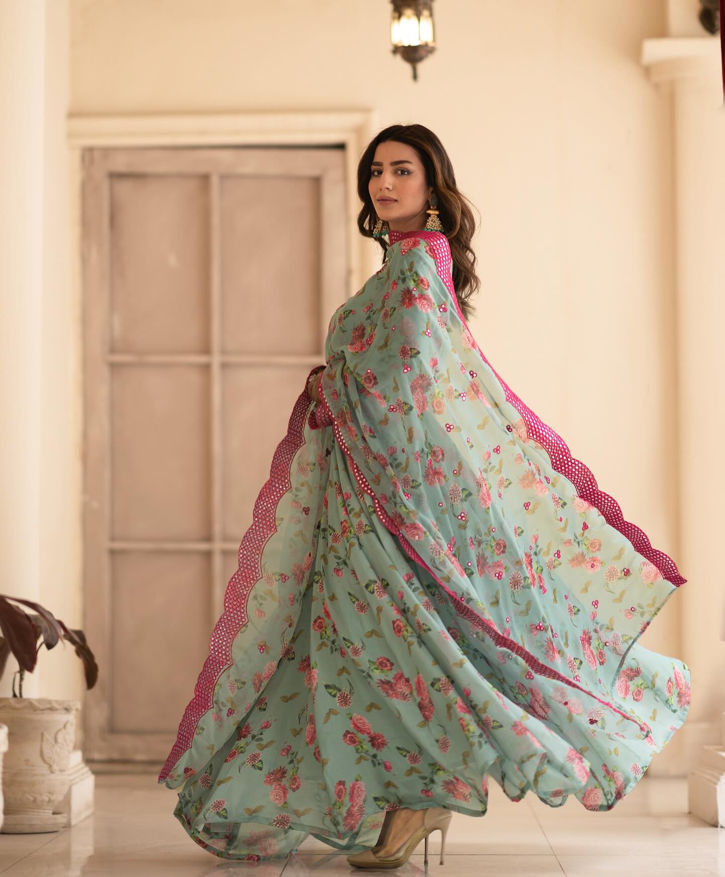 DESIGNER READYMADE GOWN AND Dupatta SINON FABRIC SUIT SET *TD-126*