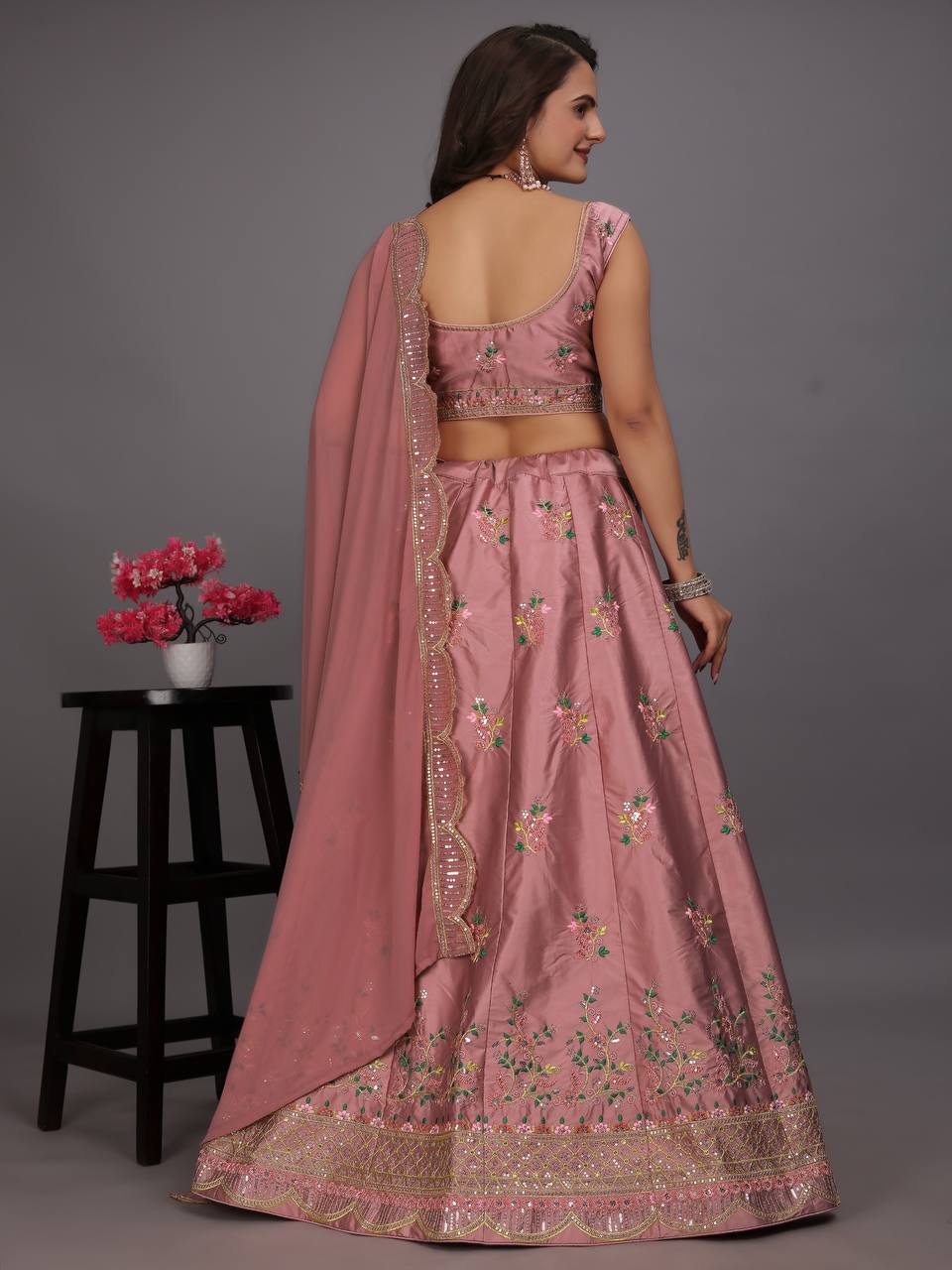 Embroidered Attractive Party Wear Silk Lehenga choli has a Regular-fit and is Made From High-Grade Fabrics And Yarn.L49