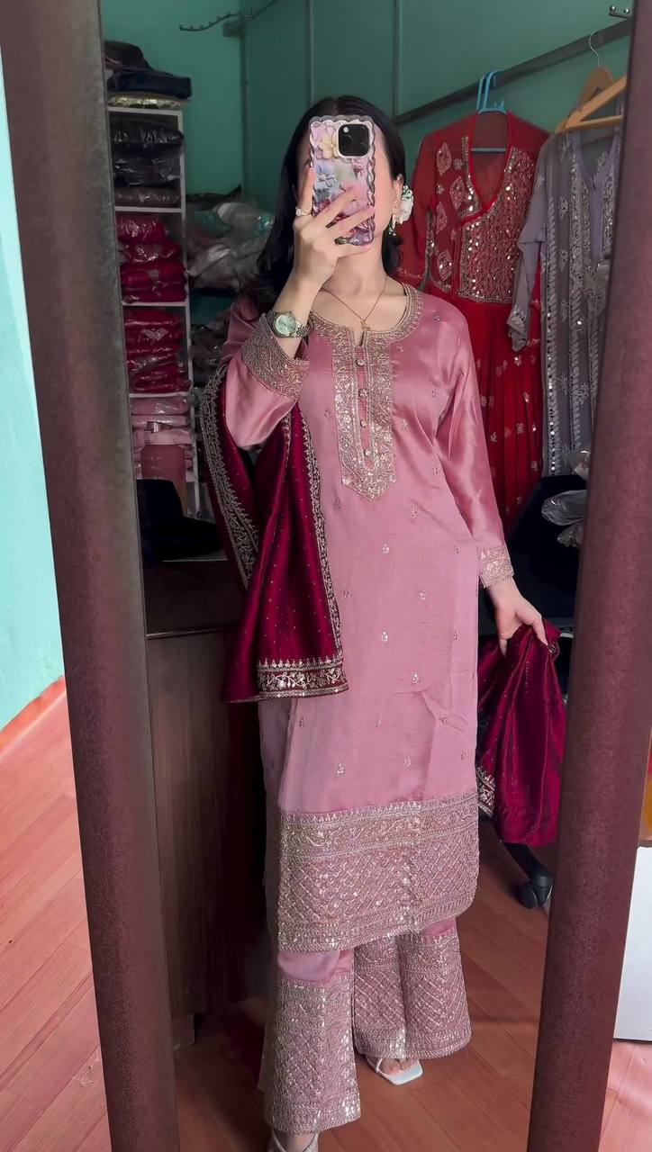 MAYRA LIGHT PINK COLOURED SUIT SET-G76